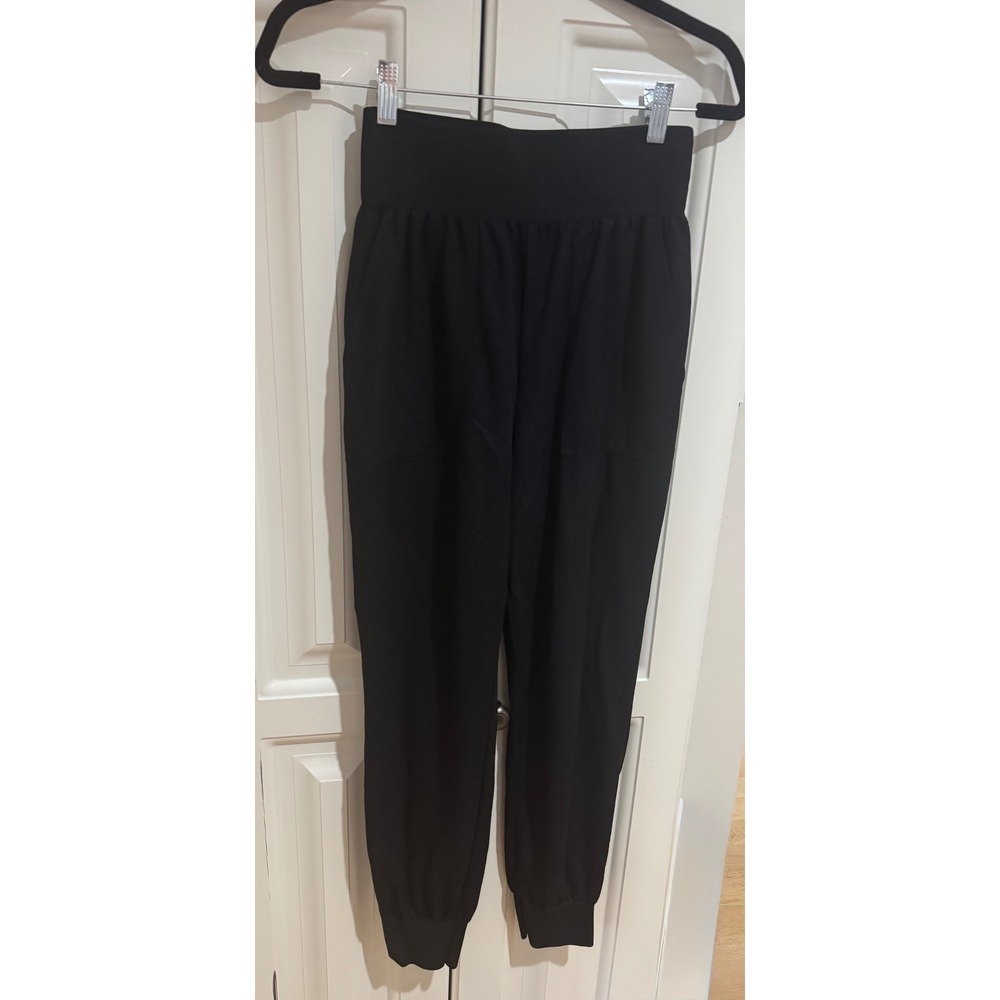 Theory Black Joggers Rib Cuff Jogger Pull On Pants High Waist Casual Size Small‎